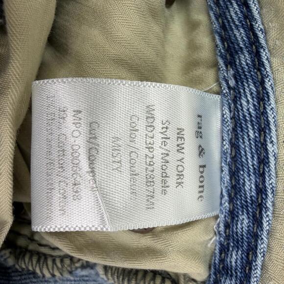 Rag & Bone Peyton Mid-Rise Bootcut Frayed Hem & Waist Blue Jeans Women's 24x30 - Picture 13 of 14